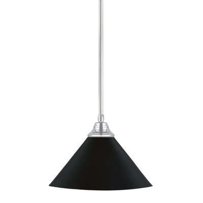 Luminaire suspendu n'importe quelle tige avec abat-jour conique en métal noir mat 14 po