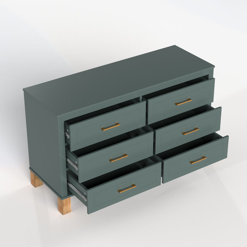 Commode double 6 tiroirs, Vert clair