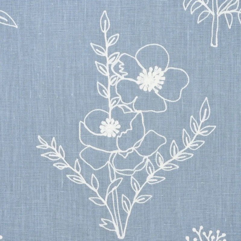 Lisbeth Embroidery Fabric, Blue/ Medium Blue/ White