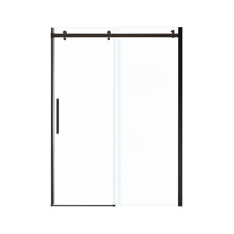 Halo 79 in. H Single Added Semi-Frameless Shower Door with Header and Clear Glass, Dark Bronze