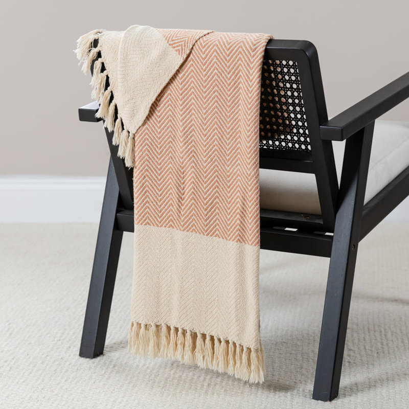 Onda Hand Woven Throw Blanket, Blush Pink