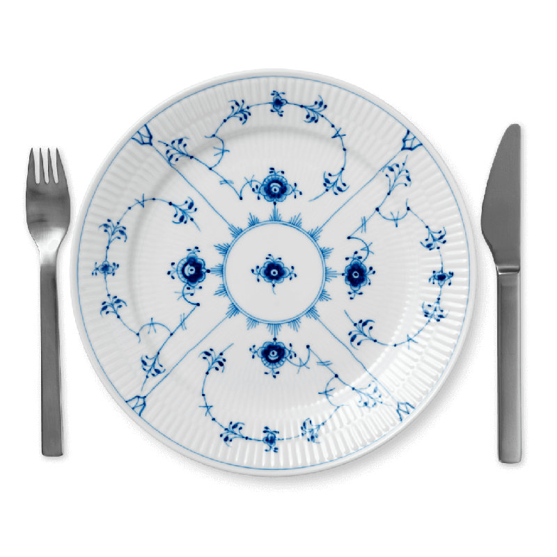 Blue Fluted Plain Luncheon 9.8425" Salad or Dessert Plate