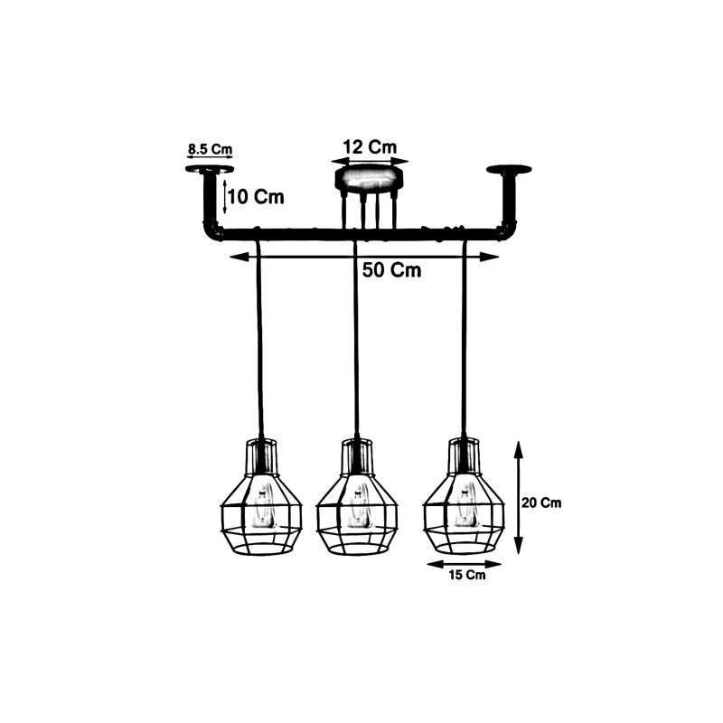 Bruyere 3 - Light Kitchen Island Pendant, Rustic Red