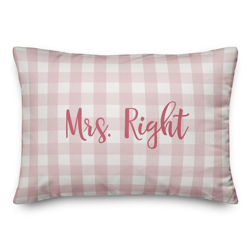  Mrs. Right Throw Pillow, Pink