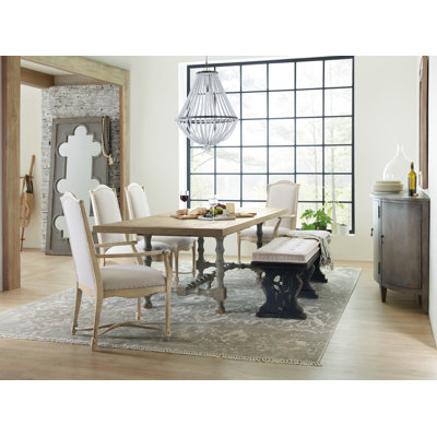 Ciao Bella 84in Trestle Table with 2-18in Leaves-Natural/Gray