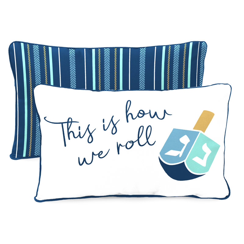16" x 12" Outdoor Lumbar Throw Pillow with Welt, Blue
