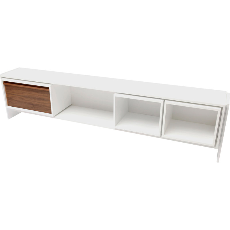 Low Units TV Stand, Lacquered White/Walnut