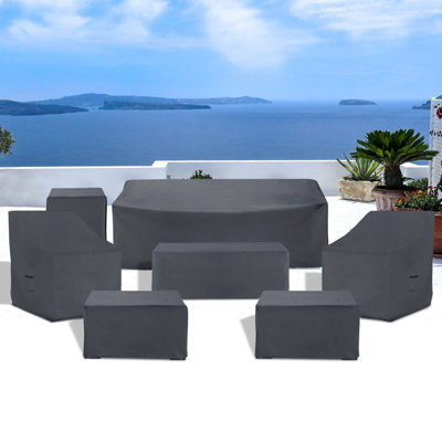 Brandtley Patio Furniture Cover For 7 Seater Sofa Conversation Set, Water Repellent UV & Weather Resistant Cover