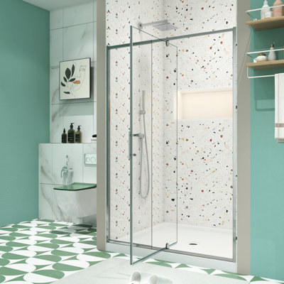 Pivot Swing Shower, 44 - 48" X 71", 1/4" Tempered Glass, Easy Assembly, Magnetic Seal, Leak Resistance Shower Enclosure, Width 71" Height, Simple Install, Magnet Shutoff