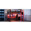 Lit mezzanine double en bois rouge avec bureau, rangement latéral et, pour un espace de jeu aristocratique, un espace bien équipé-130093348-130093346
