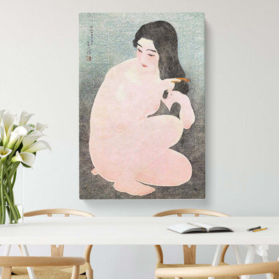 Kamisuki Combing Her Hair by Ito Shinsui - Wrapped Canvas Painting