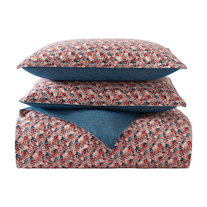King Multicolor Cotton Floral Quilted Duvet Cover Set