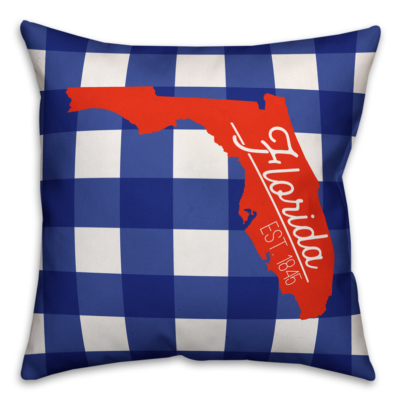 Checkered Reversible Throw Pillow, Florida, Blue/Orange