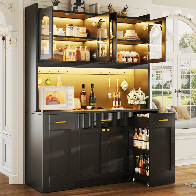 187 cm H Glass Standard Pantry / Tall Cabinet