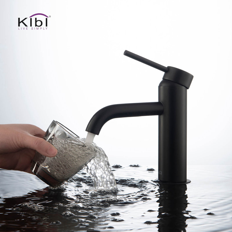 Circular Single-handle Bathroom Faucet, Matte Black, Drain Assembly Included