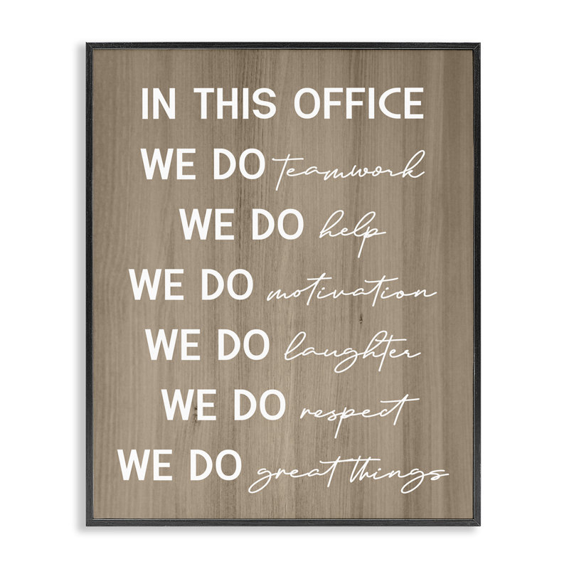  «In This Office Motivation», estampe numérique par Daphne Polselli, H 14 po x l 11 po, Giclée encadrée noir minuit