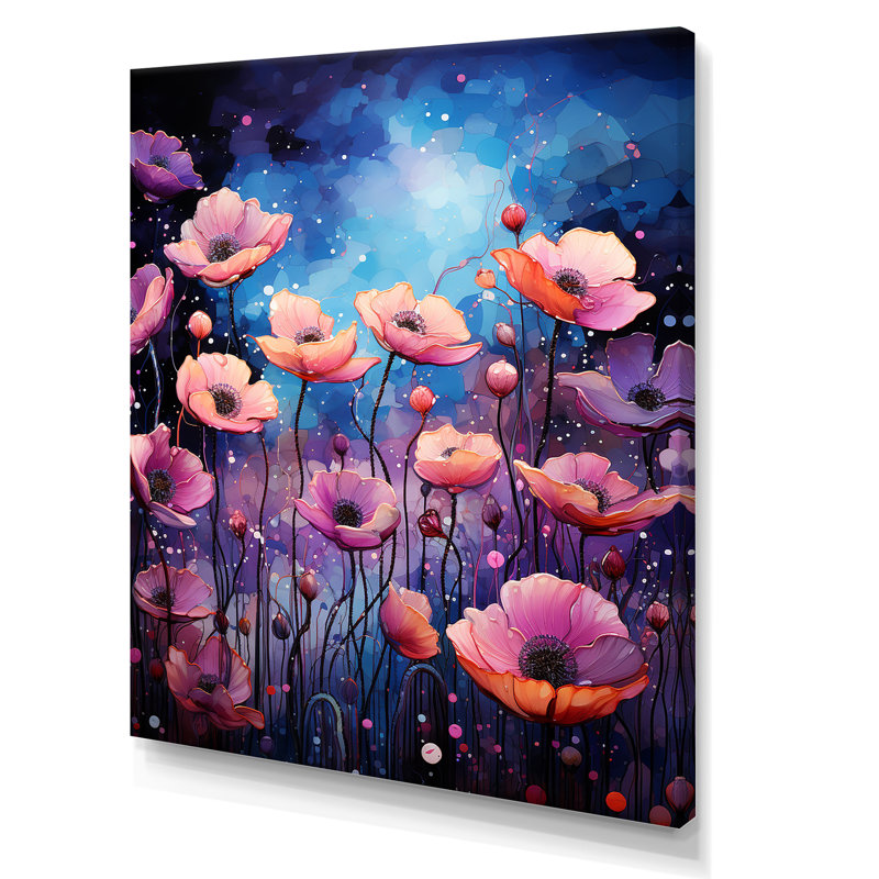 «Lilac Luminosité Night Poppy Dreamscape», reproduction sur toile, Toile tendue, H 32 po x l 16 po x P 1 po