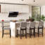 Ensemble de 4 tabourets de bar rembourrés Lark Manor ™ avec pieds en bois d'hévéa gris-1277762687
