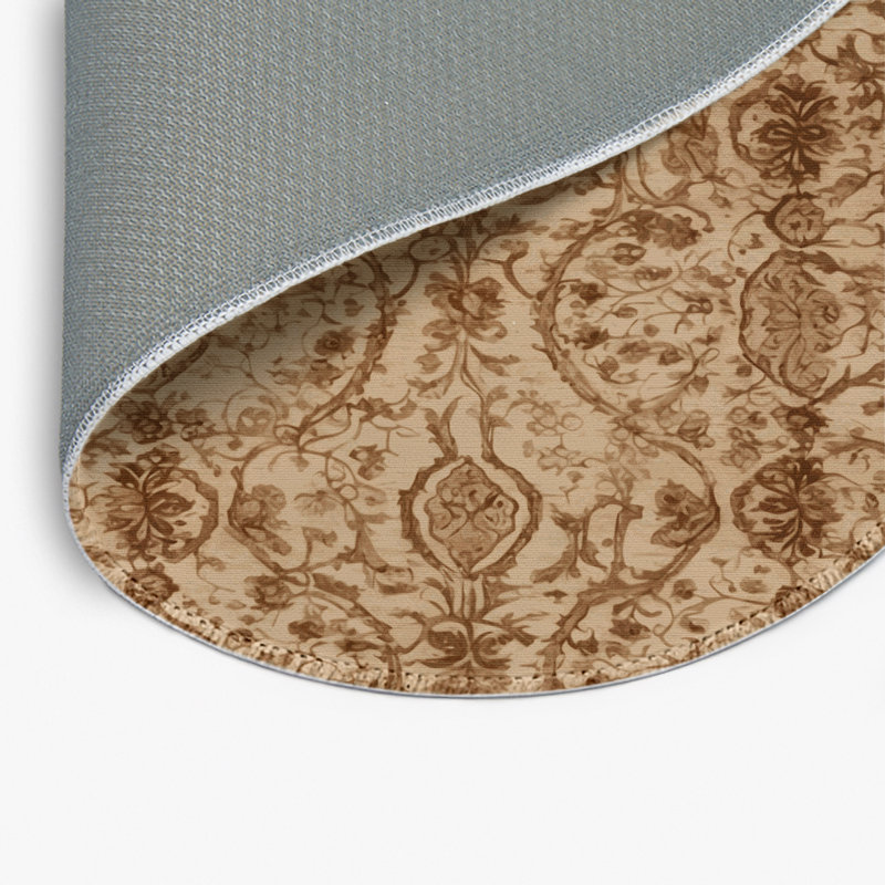 Tapis d'intérieur et d'extérieur persan beige, Rond 5 pi