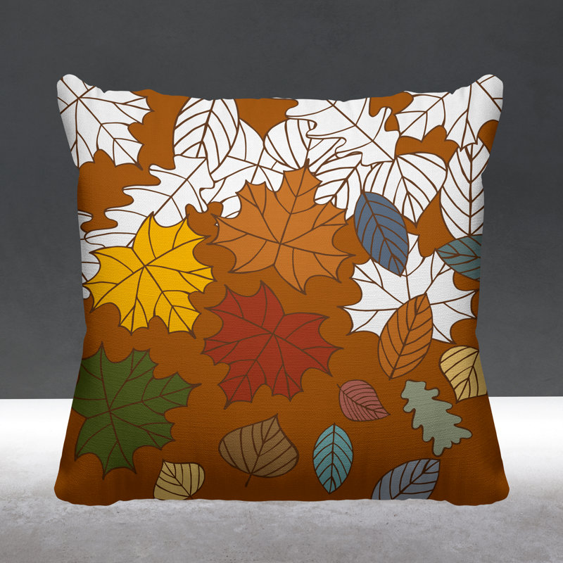 Coussin intérieur / extérieur Collin Maple Leaf, 17 po x 17 po, Orange, Carré