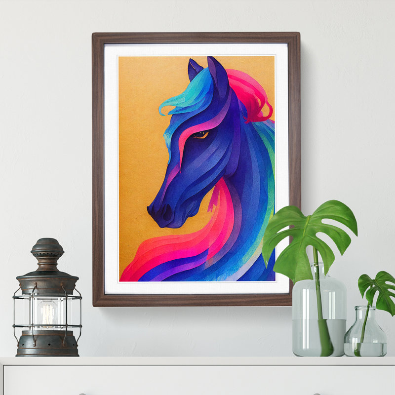 XV1022-5137X Horse No.5 - Single Picture Frame Painting, 34cm H x 25cm W x 2cm D, Walnut