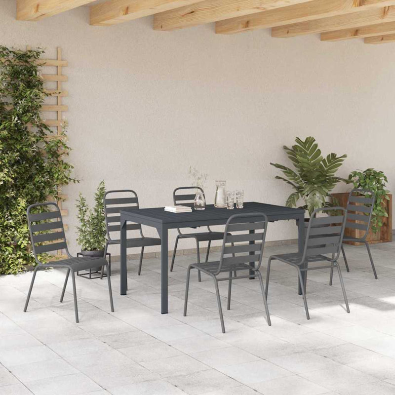 Patio Dining Set with, 6, 7, 74 cm H x 180 cm W x 80 cm D