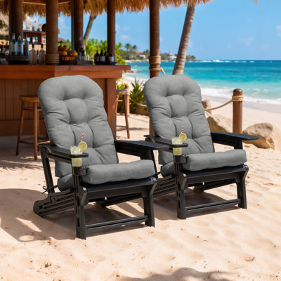  Ensemble de chaises d'extérieur en PEHD Adirondack avec coussins amovibles et porte-gobelet