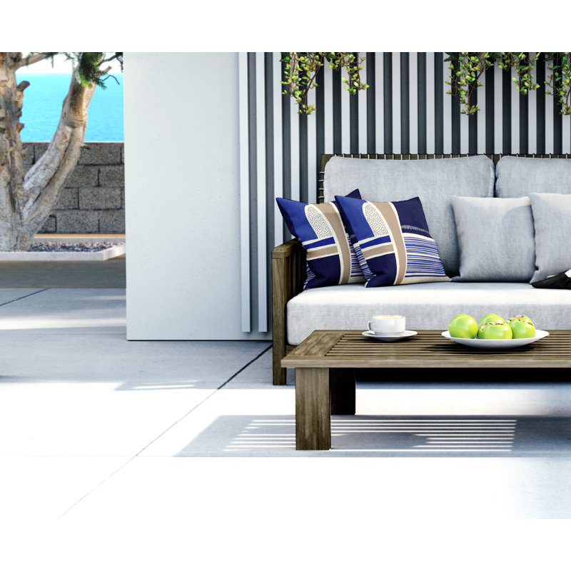 Jeté carré en polyester intérieur / extérieur, L 17 po x H 17 po, Bleu marine