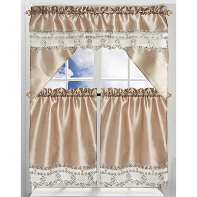 Ensemble 3 pièces de feston et de dentelle en polyester - Taupe