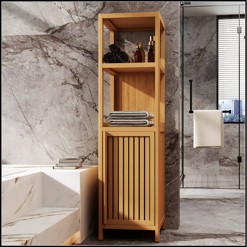 Armoire de rangement en bambou à grande capacité pour salle de bain et salon, peu encombrante et élégante