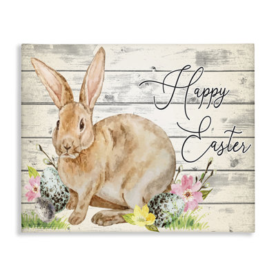 " Spring Floral Happy Easter Bunny " by ND Art