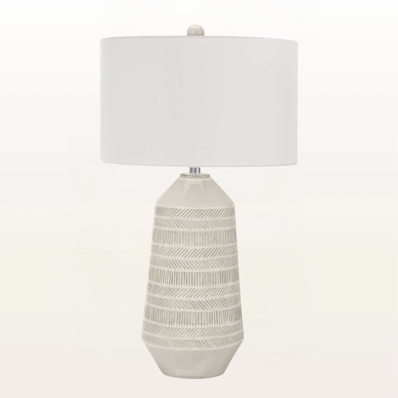 Kenyon Ivory / Cream Shade & Cream Ceramic Table Lamp, 32.52'' H X 17.88'' W X 17.83'' D