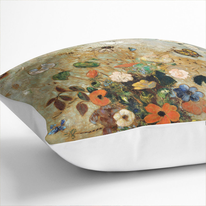Vase Of Flowers Vol.5 Square Throw Cushion, 40cm H x 40cm W x 15cm D, White