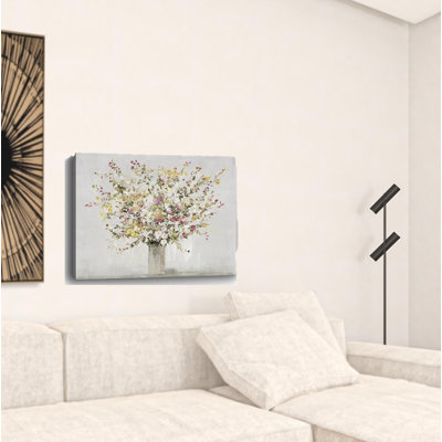 Large Colorful Wildflowers In A Vase Canvas Wall Art
