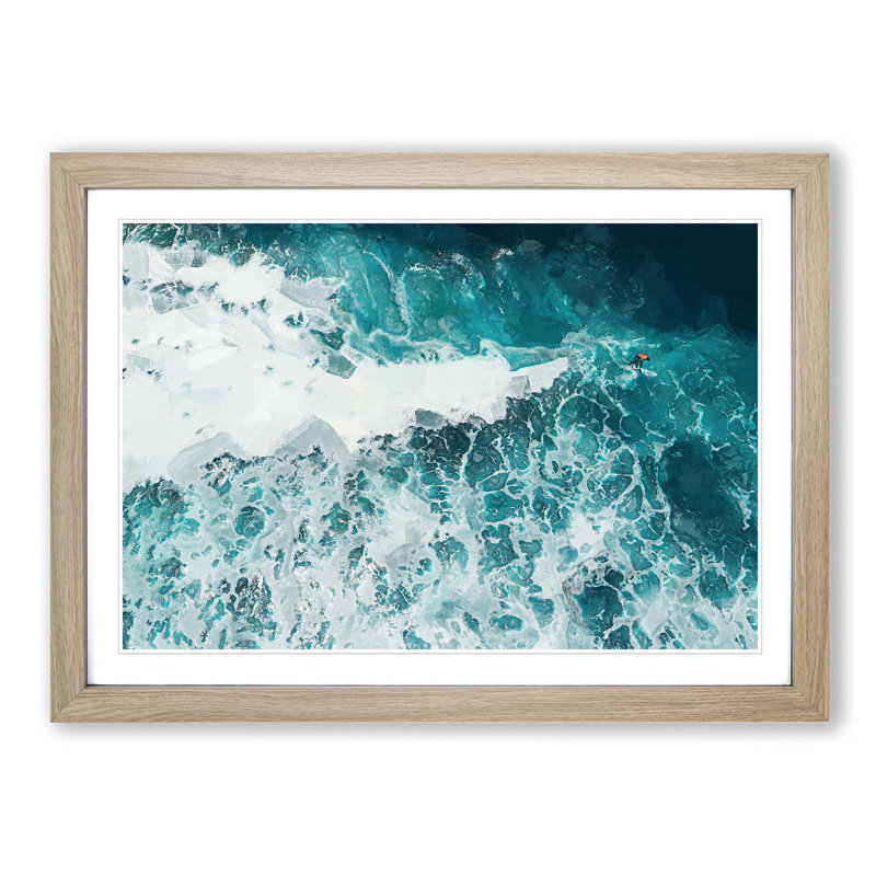 Surfing in the Gold Coast Australia - Framed Print, 27cm H x 36cm W x 2cm D, Oak Framed