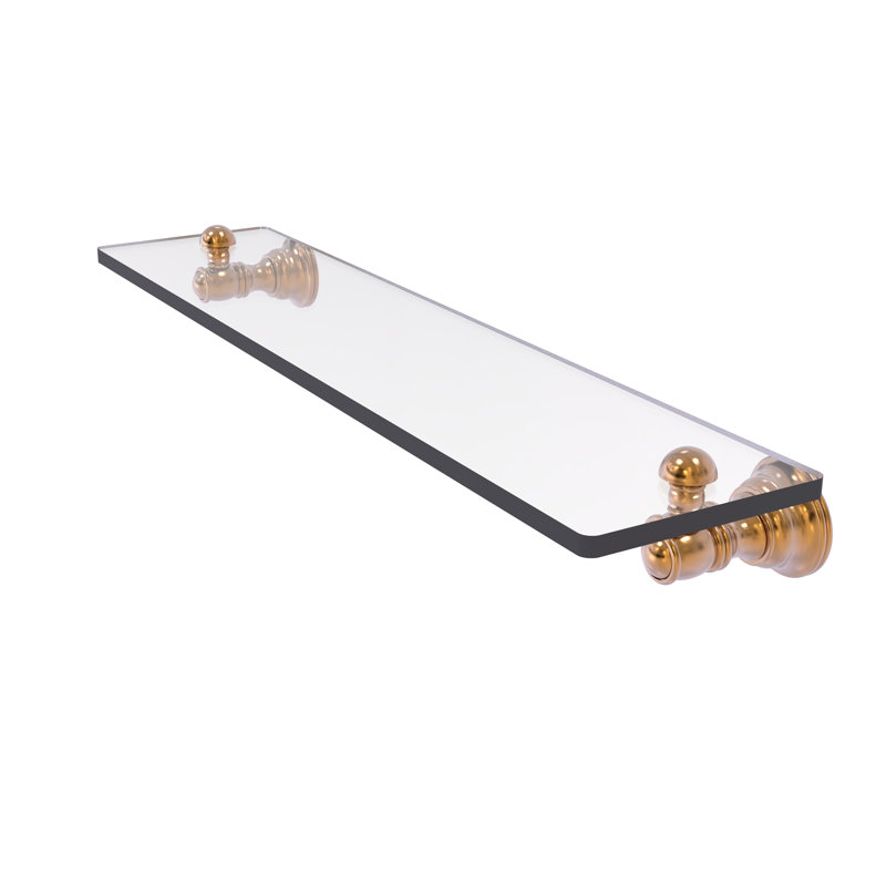 Freyja Glass Accent Shelf with Towel Bar, 2.4" H x 22" W x 5.54" D, Brushed Bronze