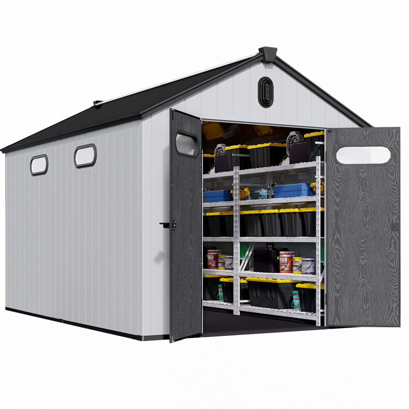Remise de rangement en plastique avec plancher l 8 pi x P 12 pi