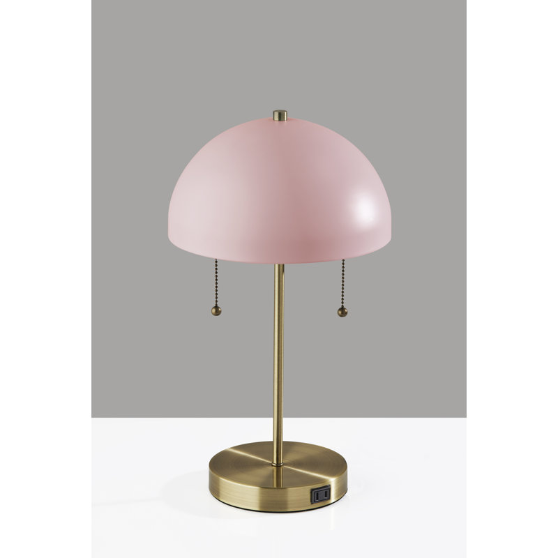 Lampe de table en or 18 po avec prise Amanda, Peint en rose