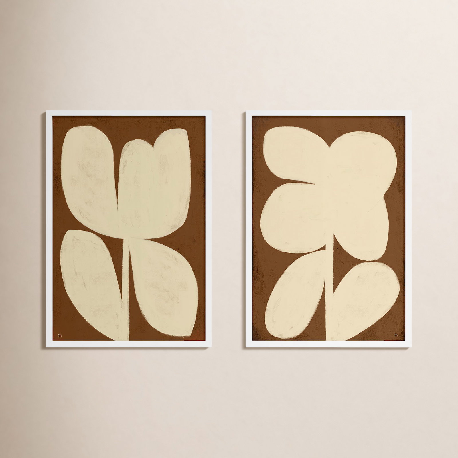 Flower 2-Piece Painting Set, White Framed, 38" H x 26.5" W x 1.25" D