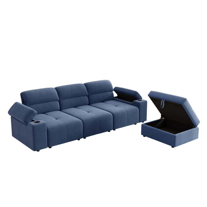 Canapé modulaire en L Upholstered Furniture, Polyester bleu