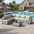 7-Piece Outdoor Sectional Sofa Set With HDPE Wicker, Cushions & Coffee Table, Modular Patio Conversation Set-993783677