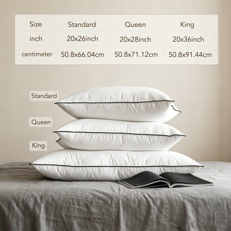 Bed Pillow, Hotel Collection Goose Down Blend Pillow For Sleeping, 3-Chamber Design, Medium Supportive, Hotel Pillow For Side Sleepers And Back Sleepers, Queen, 2 Of Set