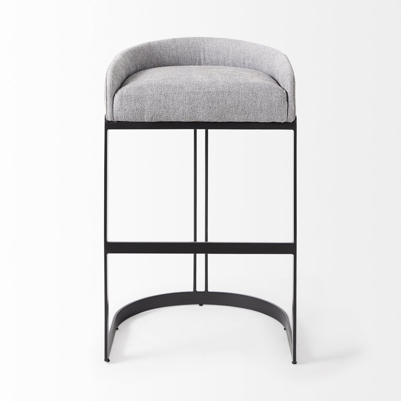 Tabouret de bar et de comptoir Bradley, Tissu performance gris clair, Tabouret de bar (siège d'une hauteur de 28,75 po), Noir