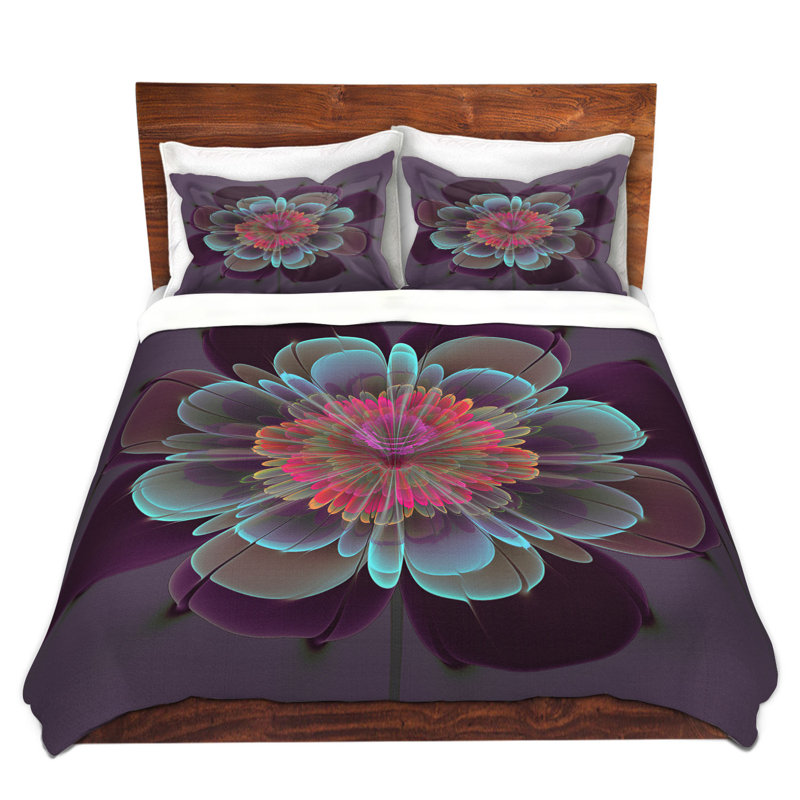Polyester Duvet Cover, 1 Twin Duvet Cover + 1 Standard Sham, Pink/Purple