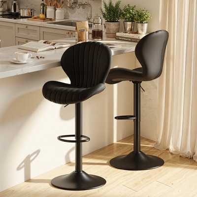 Bar Stools Set of 2 Modern Swivel Bar Chairs, Barstools Counter Height with High Backrest Easy 3-5 Minute Assembly for Bar, Kitchen, Dining Room