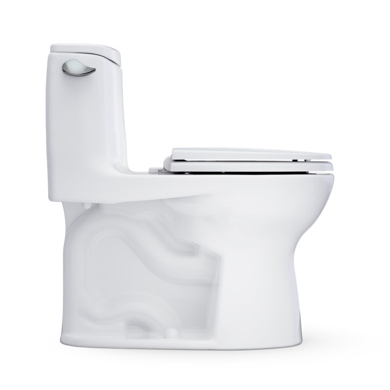 TOTO Ultramax One-Piece Round 1.6 GPF Universal Height Toilet with CEFIONTECT and SS113 SoftClose Seat, Cotton White - MS603113CSFG#01