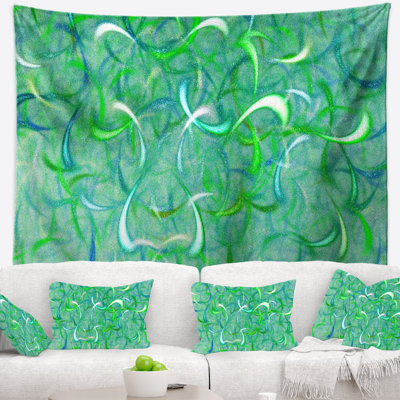 Tapisserie abstraite en motif fractal aquarelle vert