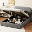 Gorgeous Upholstered Platform Bed With Hydraulic Storage Option - Grey Fleece And