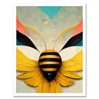 Abstract Bumble Bee Heart Contemporary - Print