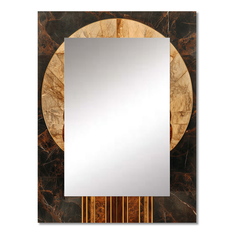 Mosaique noyer Essential Forms I - miroir mural moderne, miroir décoratif moderne, impression d'art en métal, 32 po x 24 po